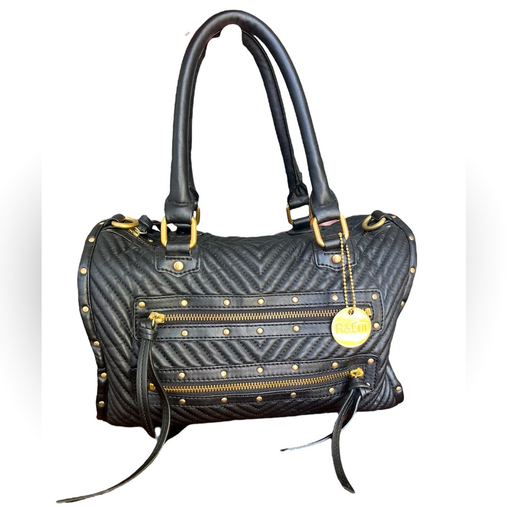 R & Em quilted black handbag